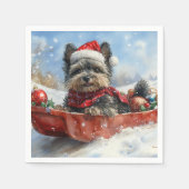 Affenpinscher Hund in Sledge Let it Snow Christmas Serviette (Vorderseite)