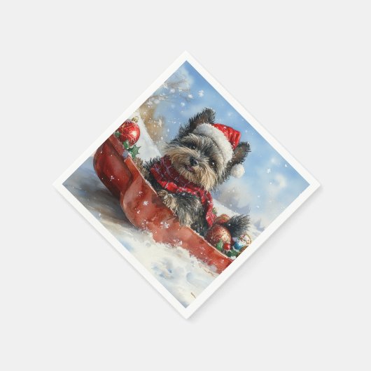 Affenpinscher Hund in Sledge Let it Snow Christmas Serviette (Ecke)
