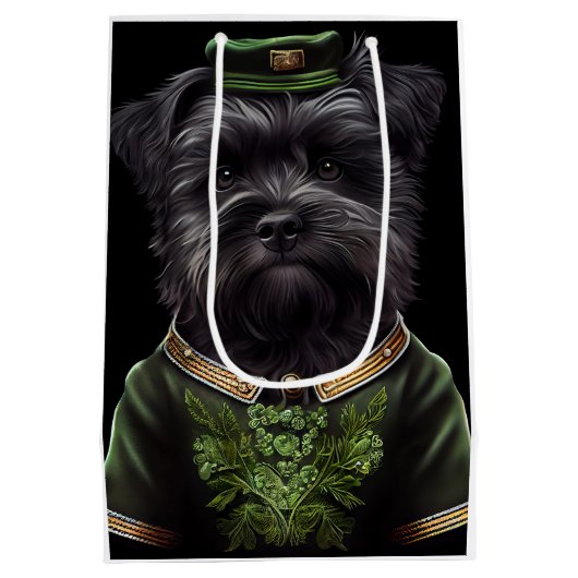 Affenpinscher Hund in St. Patrick's Day Dress Mittlere Geschenktüte (Rückseite)