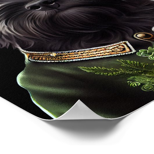 Affenpinscher Hund in St. Patrick's Day Dress Poster (Ecke)