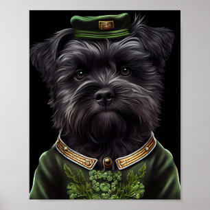 Affenpinscher Hund in St. Patrick's Day Dress Poster