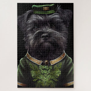 Affenpinscher Hund in St. Patrick's Day Dress Puzzle