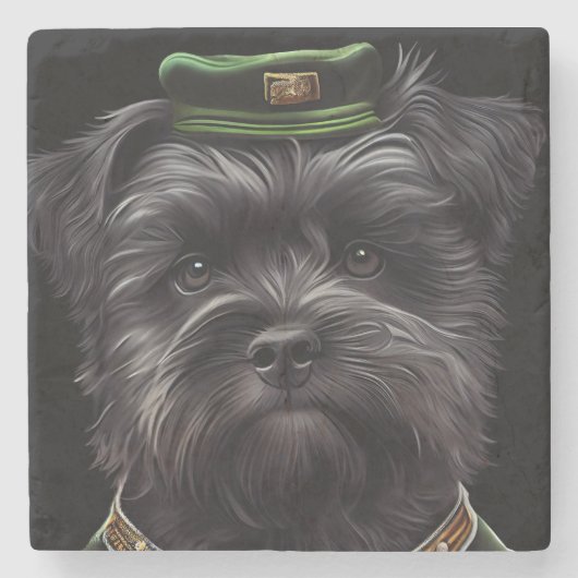 Affenpinscher Hund in St. Patrick's Day Dress Steinuntersetzer (Vorderseite)