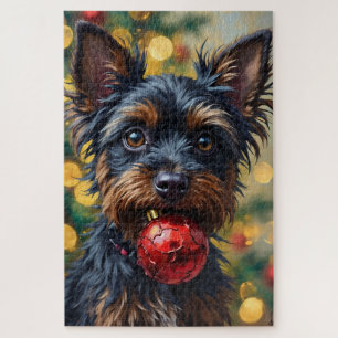 Affenpinscher Hund mit Weihnachtsdekoration Puzzle