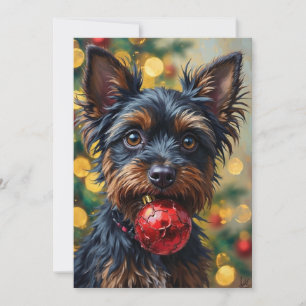 Affenpinscher Hund mit Weihnachtsornament Feiertagskarte