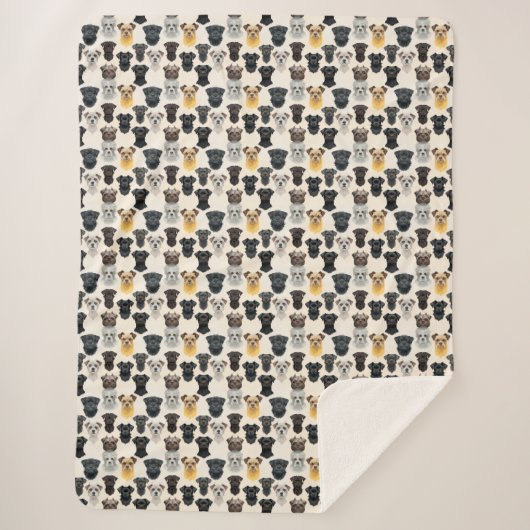Affenpinscher Hund sieht Collage Pattern Sherpadecke (Vorderseite)