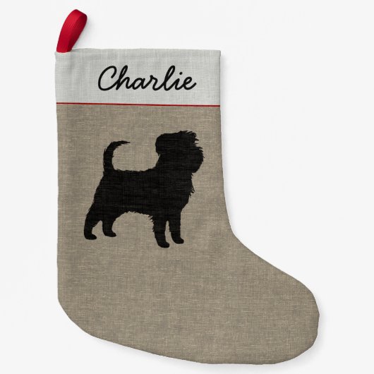 Affenpinscher Hund Silhouette Personalisiert Urlau Kleiner Weihnachtsstrumpf (Vorderseite)