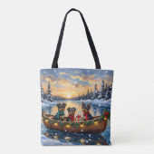 Affenpinscher-Hund Weihnachtsboot Feiertage Tasche (Rückseite)