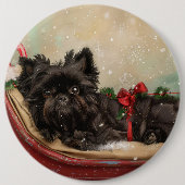 Affenpinscher Hund Weihnachtsfest Button (Vorderseite)