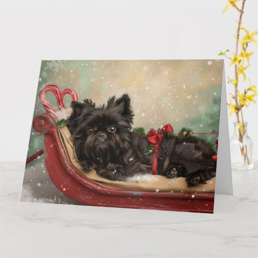 Affenpinscher Hund Weihnachtsfest Karte (Gelbe Blume)