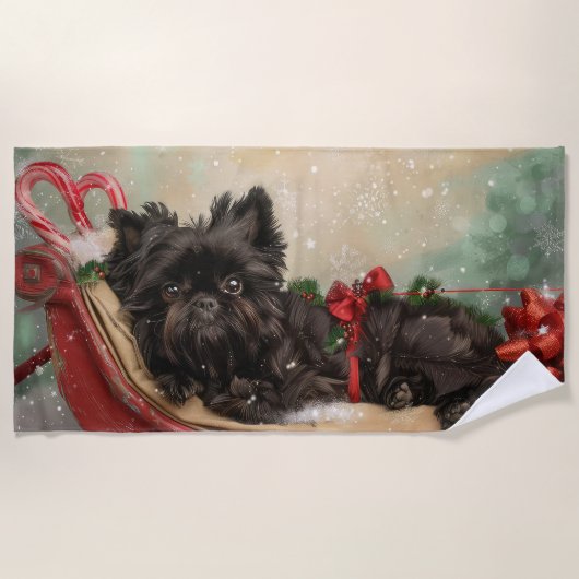 Affenpinscher Hund Weihnachtsfest Strandtuch (Vorderseite)