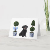 Affenpinscher Hund Welpe Topiary Watercolor Karte (Vorderseite)