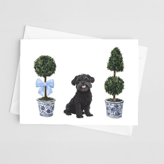 Affenpinscher Hund Welpe Topiary Watercolor Karte