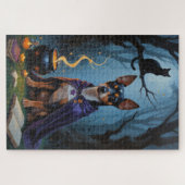 Affenpinscher Hund Whimsikale Halloween-Malerei Puzzle (Horizontal)