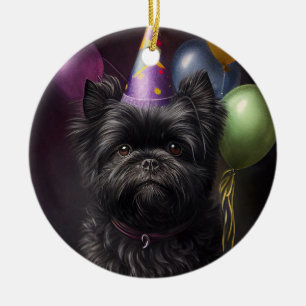 Affenpinscher Hunde Geburtstagsballons Keramik Ornament