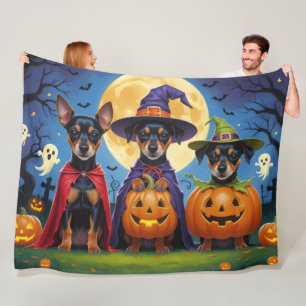 Affenpinscher Hunde Kürbis Halloween Lustig Fleecedecke