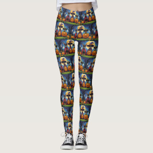 Affenpinscher Hunde Kürbis Halloween Lustig Leggings