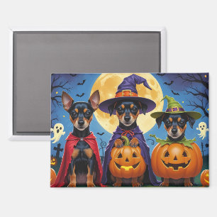 Affenpinscher Hunde Kürbis Halloween Lustig Magnet