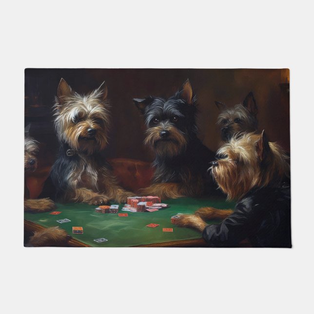 Affenpinscher Hunde Poker Art Fußmatte (Vorderseite)
