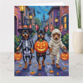 Affenpinscher Hunde Trick-or-Treating zu Halloween Karte (Vorderseite)