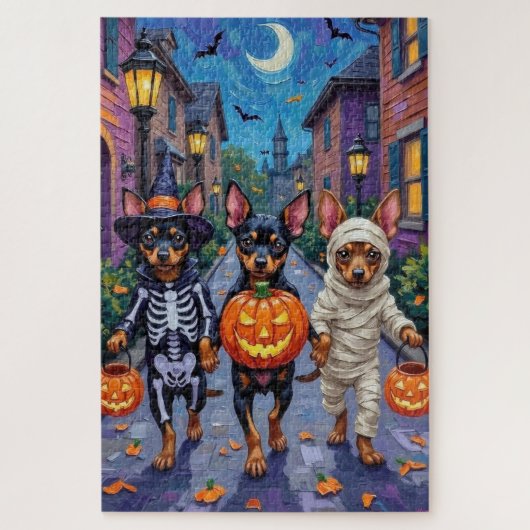 Affenpinscher Hunde Trick-or-Treating zu Halloween Puzzle (Vertikal)