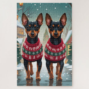 Affenpinscher Hunde Weihnachten Schnee Feiertag Puzzle