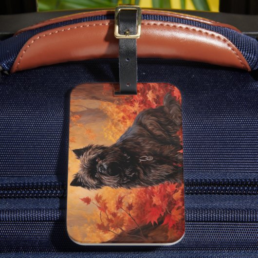 Affenpinscher im Herbst Leaves Fall Inspiriert Gepäckanhänger (Vorderseite Insitu 2)