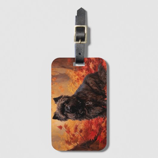 Affenpinscher im Herbst Leaves Fall Inspiriert Gepäckanhänger (Vorderseite Vertikal)