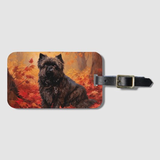 Affenpinscher im Herbst Leaves Fall Inspiriert Gepäckanhänger (Vorderseite (Horizontal))