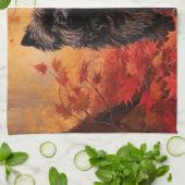 Affenpinscher im Herbst Leaves Fall Inspiriert Geschirrtuch (Gefaltet)