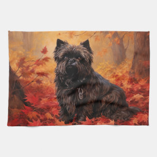 Affenpinscher im Herbst Leaves Fall Inspiriert Geschirrtuch
