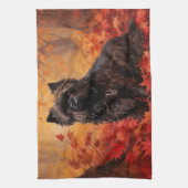 Affenpinscher im Herbst Leaves Fall Inspiriert Geschirrtuch (Vertikal)