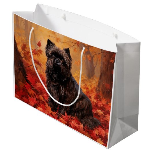 Affenpinscher im Herbst Leaves Fall Inspiriert Große Geschenktüte (Rückseite Schrägansicht)