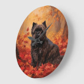Affenpinscher im Herbst Leaves Fall Inspiriert Große Wanduhr (Winkel)