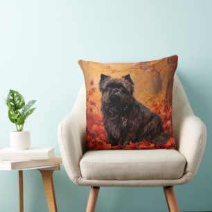 Affenpinscher im Herbst Leaves Fall Inspiriert Kissen
