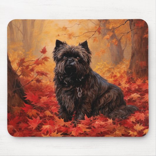 Affenpinscher im Herbst Leaves Fall Inspiriert Mousepad (Vorne)