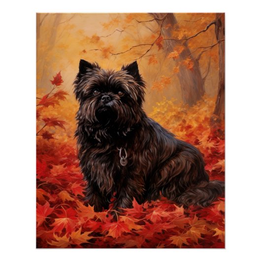 Affenpinscher im Herbst Leaves Fall Inspiriert Poster (Vorderseite)
