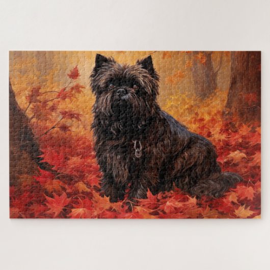 Affenpinscher im Herbst Leaves Fall Inspiriert Puzzle (Horizontal)