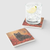 Affenpinscher im Herbst Leaves Fall Inspiriert Steinuntersetzer (Seitenansicht)