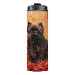 Affenpinscher im Herbst Leaves Fall Inspiriert Thermosbecher