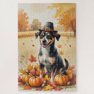 Affenpinscher im Herbstlaub-Erntedank-Kunst Puzzle