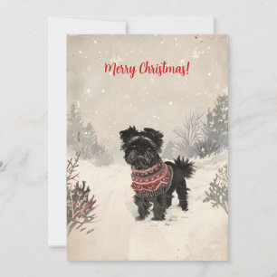 Affenpinscher im Schnee Minimaler Weihnachtsanfang Feiertagskarte