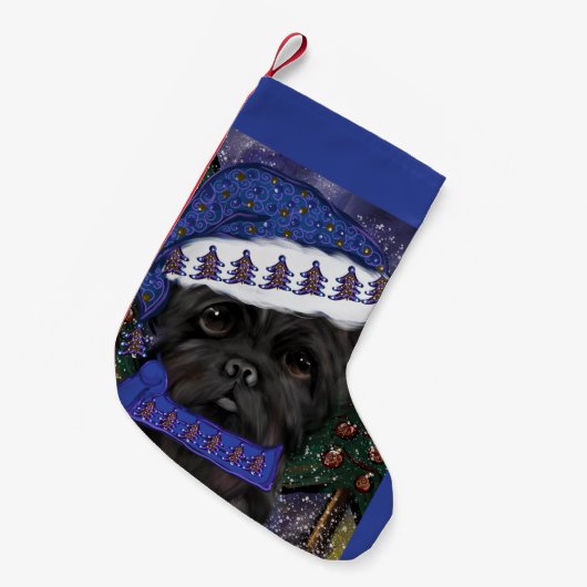 Affenpinscher Kleiner Weihnachtsstrumpf (Vorderansicht (hängend))