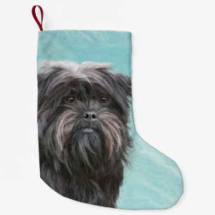 Affenpinscher Malerei - Niedliche Original Dog Art Kleiner Weihnachtsstrumpf