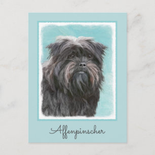 Affenpinscher Malerei - Niedliche Original Dog Art Postkarte
