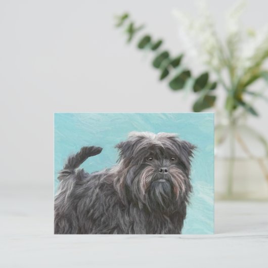 Affenpinscher Malerei - Niedliche Original Dog Art Postkarte (Stehend Vorderseite)