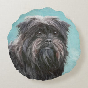 Affenpinscher Malerei - Niedliche Original Dog Art Rundes Kissen