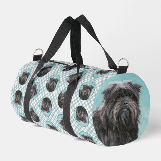 Affenpinscher Malerei Schwarz und Silberhundin Art Duffle Bag (Linke Seite)
