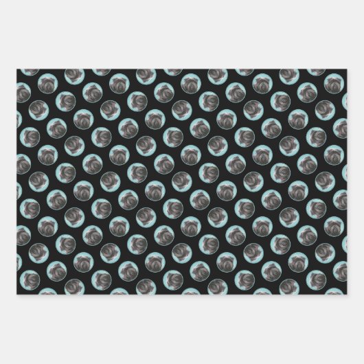 Affenpinscher Malerei Schwarz und Silberhundin Art Geschenkpapier Set (Vorderseite 3)