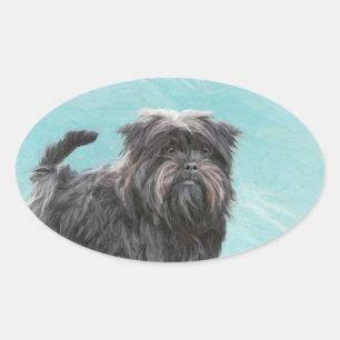 Affenpinscher-Malerei - Süße originelle Hundekunst Ovaler Aufkleber
